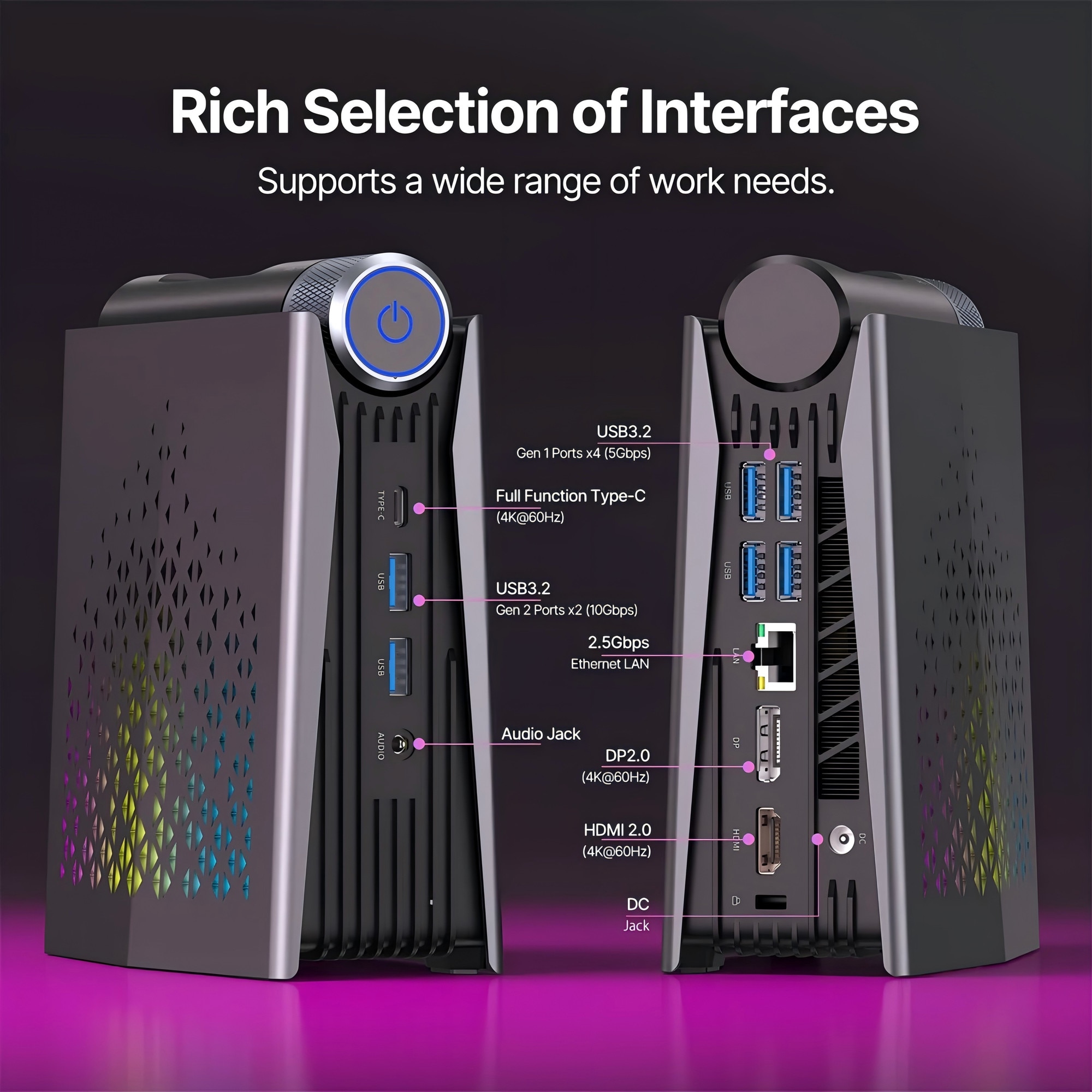Mini PC Gaming ACEMAGIC, AMD Ryzen 7 8745HS, pana la 4.9 GHz, AMD
