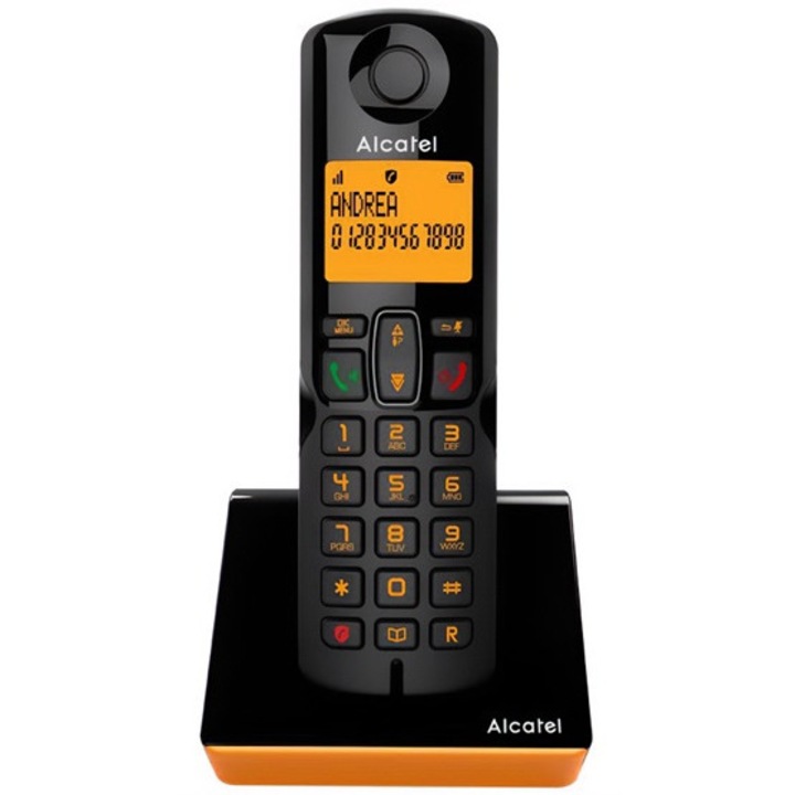 ALCATEL S280 telefon készülék vezeték nélküli, DECT, FEKETE/NARANCSSÁRGA