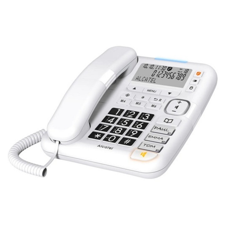 ALCATEL TMAX70 telefon készülék vezetékes, extra hangos csengés, FEHÉR