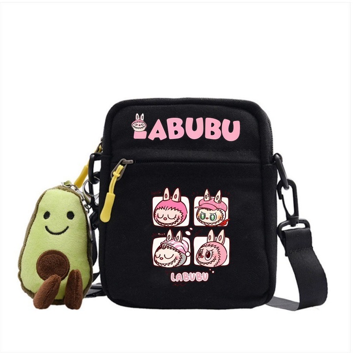 Чанта за през рамо Labubu Crossbody, платнена, черна, Bag-2