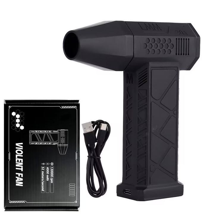 Suflanta electrica, ZOUN, 3 viteze, 13000RPM, protectie la supraincalzire, 8000mAh, incarcare USB, duze interschimbabile, pentru curatarea masinilor, filtre, saloane de frizerie, computere personale, gratare, indepartarea frunzelor, praf si apa