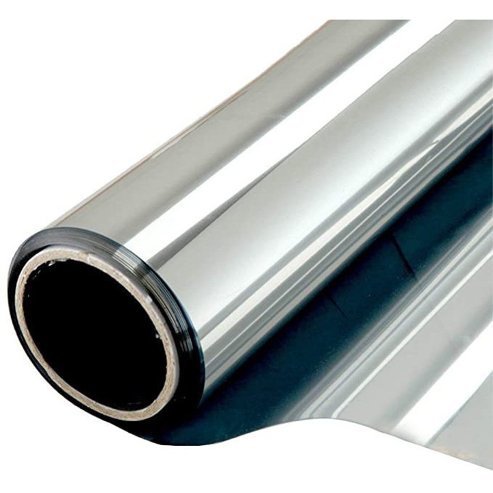 Folie de Protectie Solara Reflexiva Vivendo®, Dimensiune 60x300 cm, Anti-UV, Izolatie Termica, Reducere Caldura si Raze Solare, Usor de Aplicat pe Geamuri, Argintiu