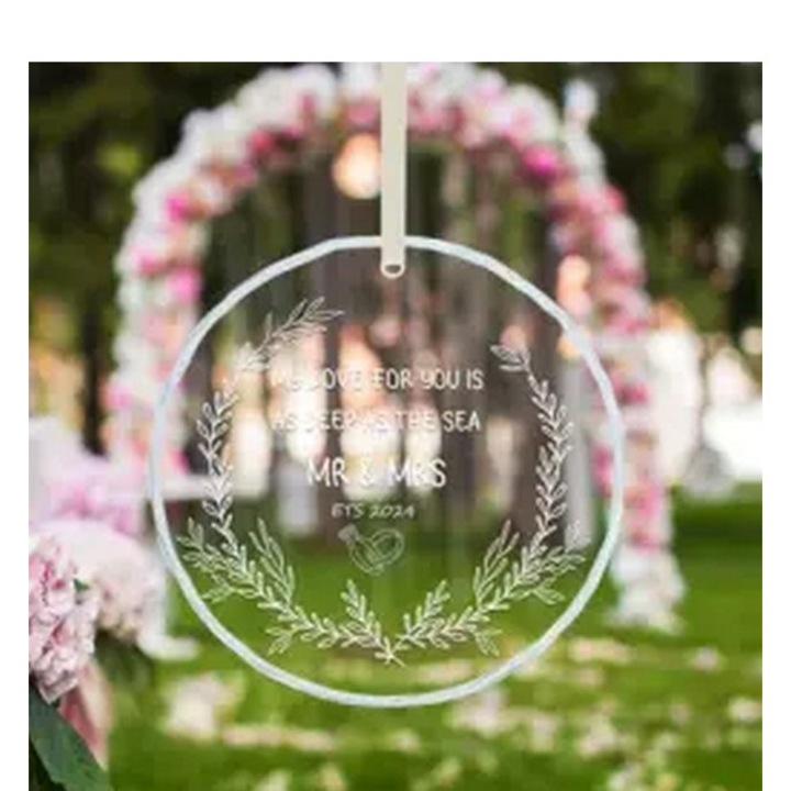 Ornament din sticla pentru doamna si domnul, decoratie nunta, SEATOGEM