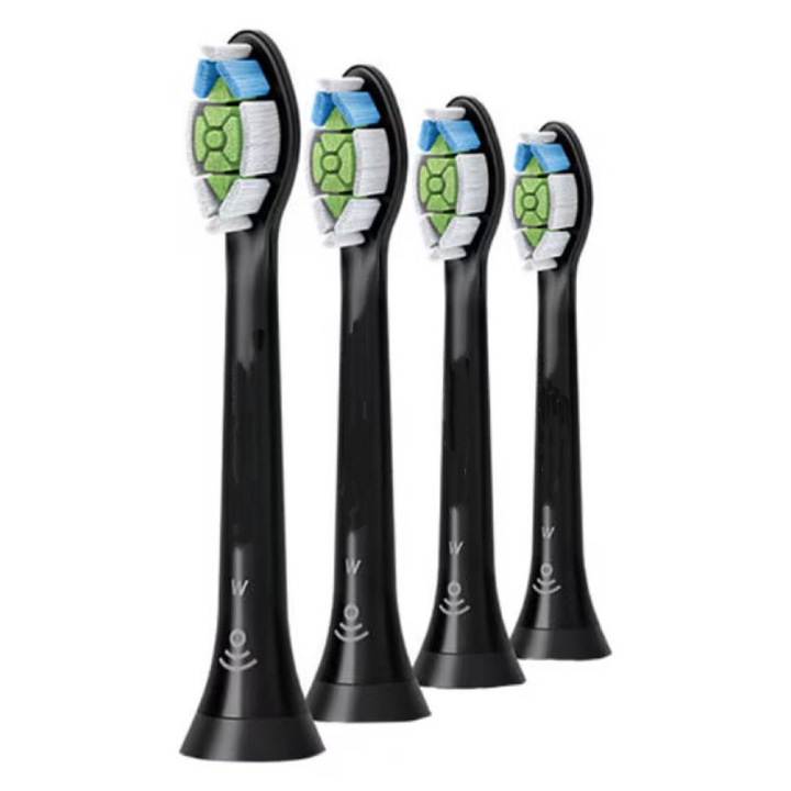 4 darabos elektromos fogkefe utántöltő készlet, Philips Sonicare W Optimal White HX6064/11-hez, fekete