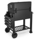 Gratar pe Carbune Profesional Mr. Grill, Dimensiune L, Capac cu Termometru, Grill din Fonta Emailata - Negru