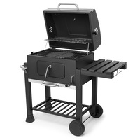Gratar pe Carbune Mr. Grill, Profesional, Capac cu Termometru, Grill din Fonta Emailata