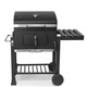 Gratar pe Carbune Profesional Mr. Grill, Dimensiune L, Capac cu Termometru, Grill din Fonta Emailata - Negru