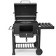 Gratar pe Carbune Profesional Mr. Grill, Dimensiune L, Capac cu Termometru, Grill din Fonta Emailata - Negru