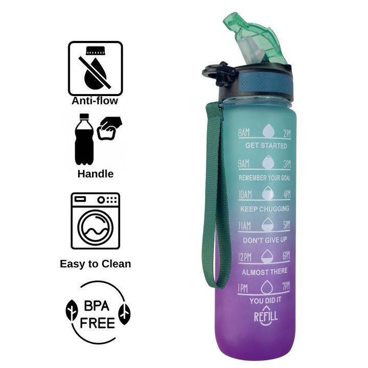 Sticla de Apa pentru Sport, Motivationala, 1000ml, Mojito