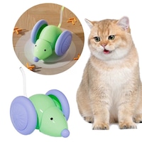 Jucarie pisici Smart ALL FOR CATS, soricel interactiv automat, evita obstacolele, miscari aleatorii, incarcare USB-C, autonomie 15h, Verde Lime