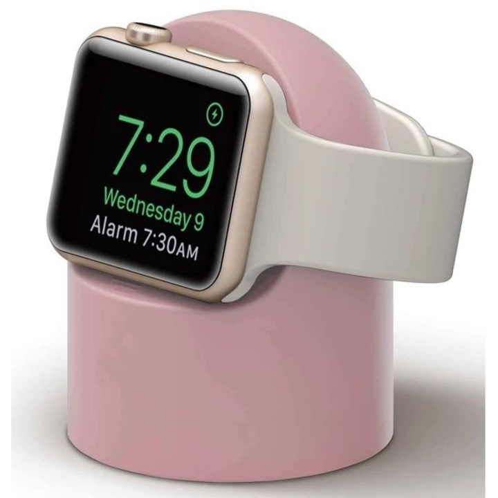 Suport pentru incarcator inductiv, suport pentru Apple Watch 4/5/6/7/8/SE Roz
