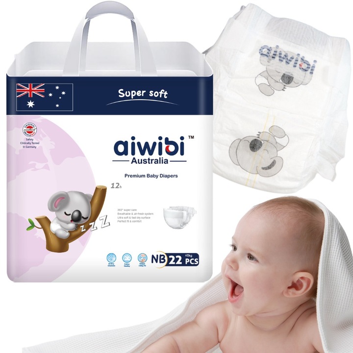 Пелени Aiwibi Premium, супер меки и дишащи материали за чувствителна кожа, с отлична абсорбция за дълготрайна защита и международни сертификати за качество FDA, ISO 9001