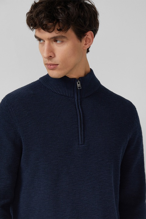 s.Oliver, Pamutpulóver rövid cipzáros hasítékkal, Sötétkék