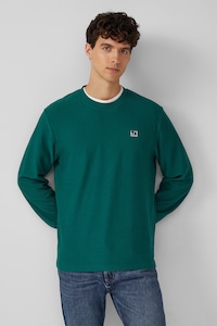 s.Oliver, Bluza de trening lejera cu decolteu la baza gatului, Verde englez, L