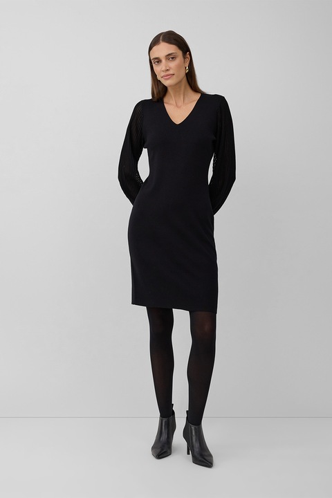 s.Oliver, V-nyakú szűkített ruha, Fekete