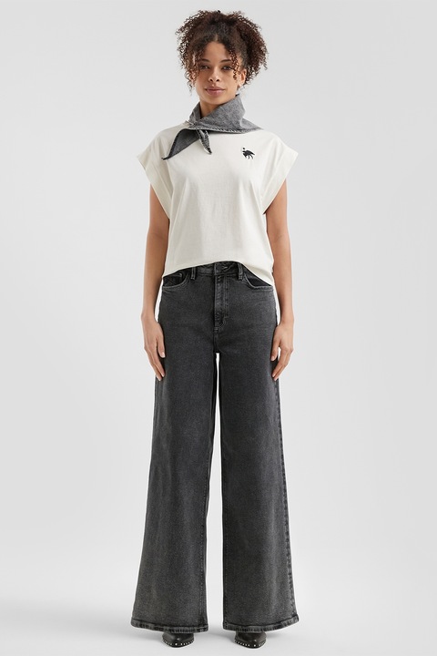 QS, Blugi ampli cu talie inalta, Negru stins