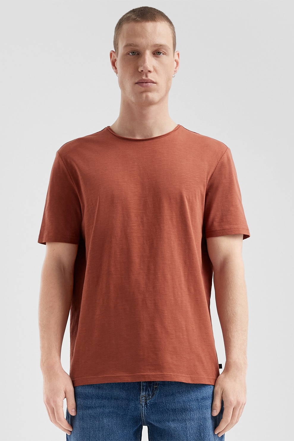 QS, Tricou uni cu decolteu la baza gatului, Caramiziu, L