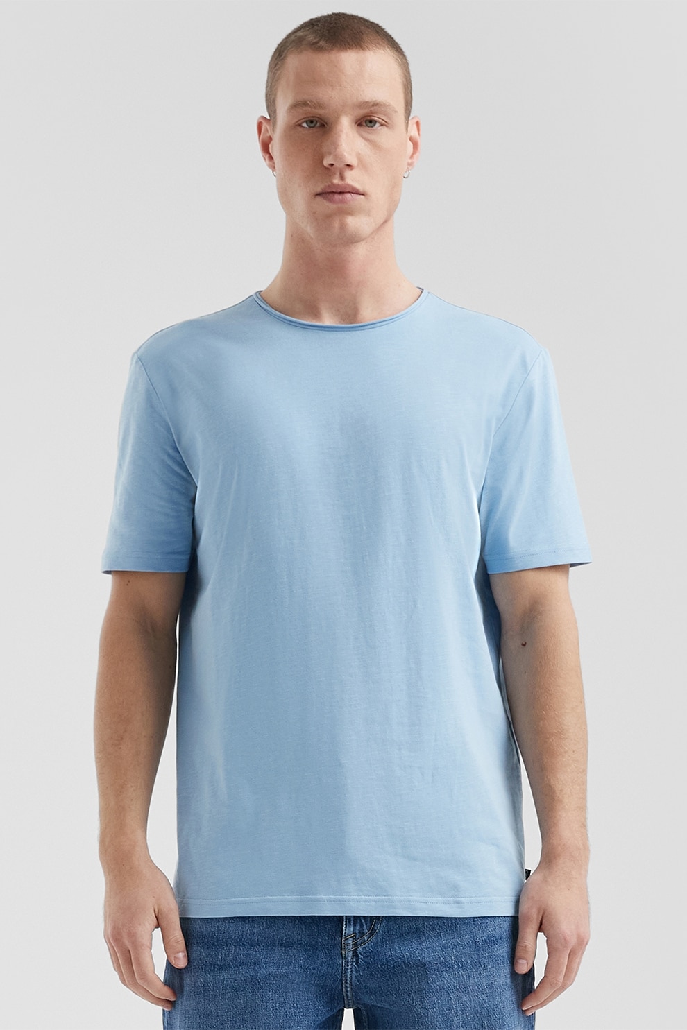 QS, Tricou uni cu decolteu la baza gatului, Albastru pastel, L