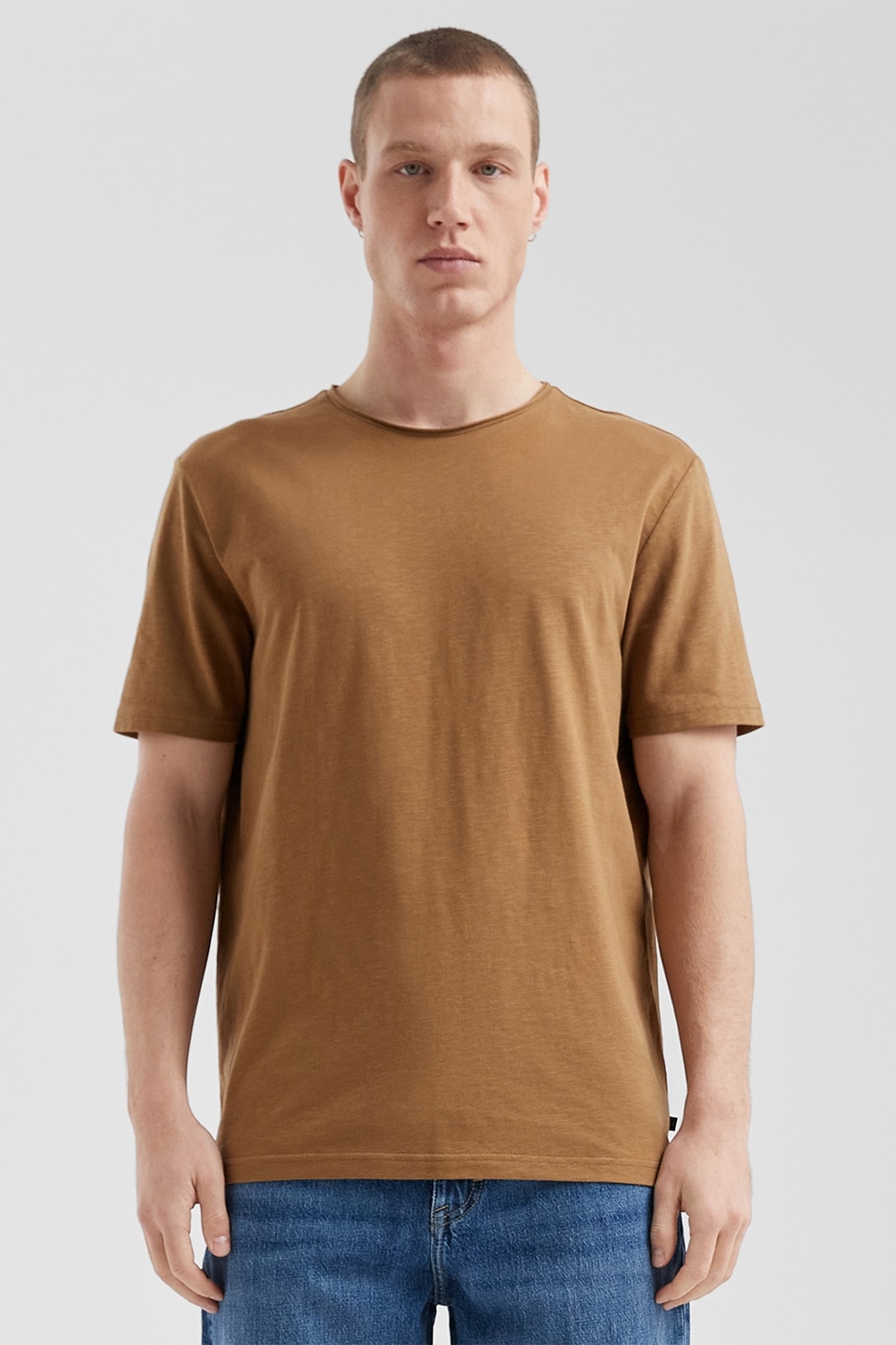 QS, Tricou uni cu decolteu la baza gatului, Caramel, L