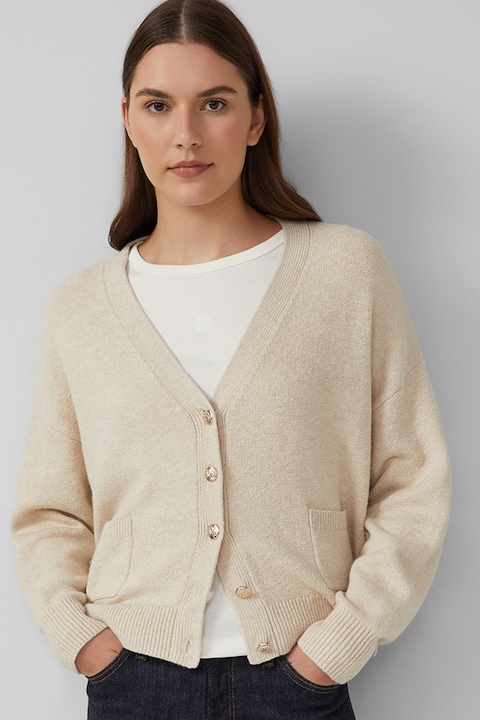 s.Oliver, Cardigan supradimensionat cu buzunare aplicate, Bej deschis