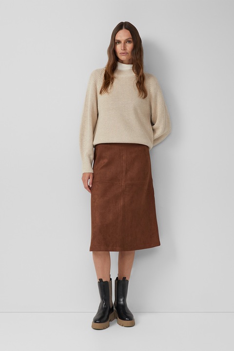 s.Oliver, Fusta midi din catifea, Maro inchis, S