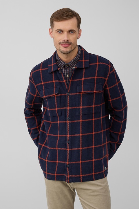 s.Oliver, Kockás ing fedőlapos zsebekkel, Piros/Tengerészkék