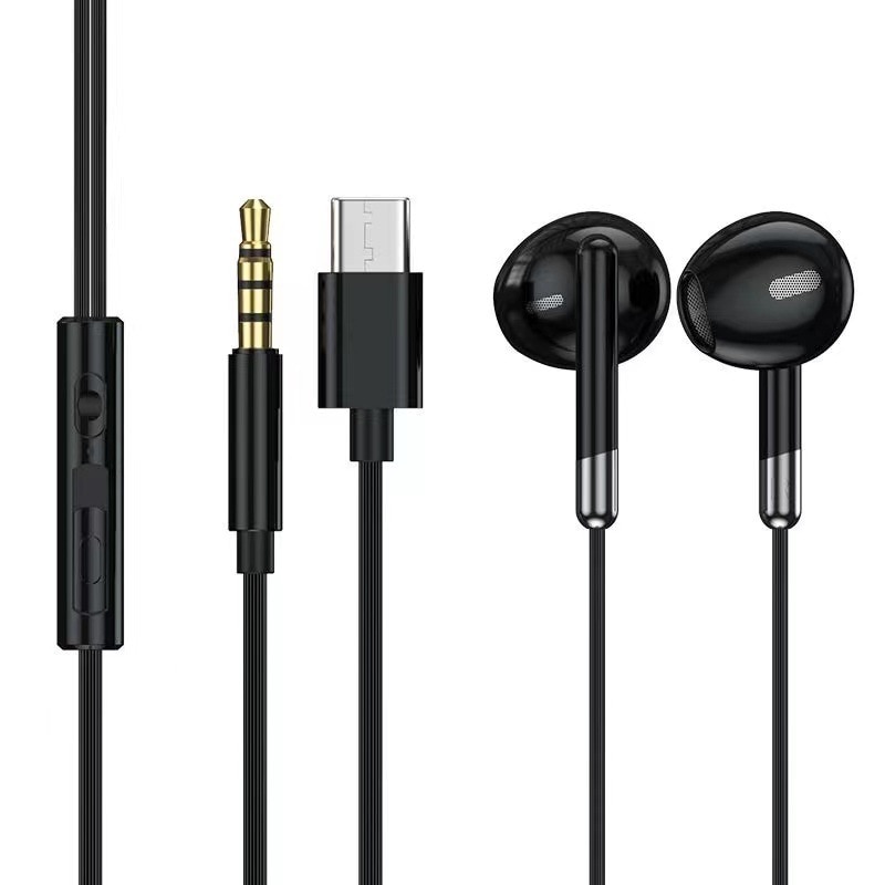 Casti cu fir cu microfon Casti audio pentru toate castile, usb-c, Negru