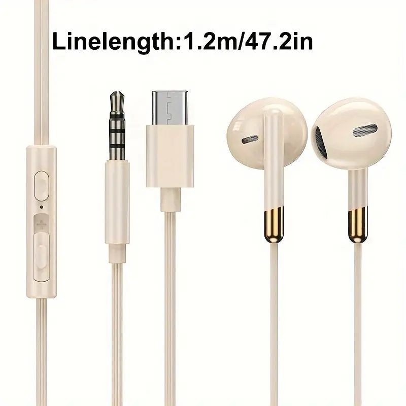 Casti cu fir cu microfon Casti audio pentru toate castile, USB-C, alb