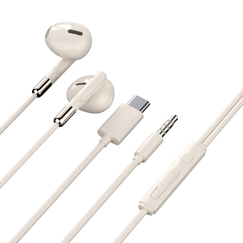 Casti cu fir cu microfon Casti audio pentru toate castile, USB-C, alb