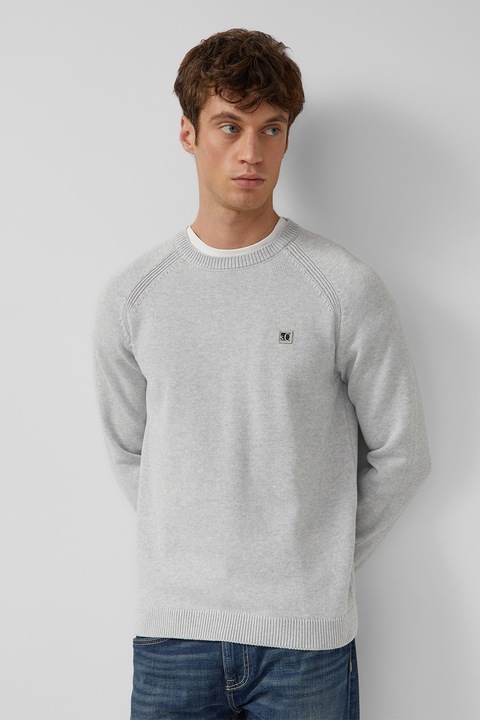 s.Oliver, Пуловер с овално деколте, Светлосив меланж