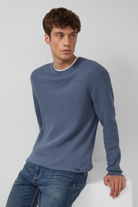 s.Oliver, Стандартен памучен пуловер, Прашно синьо