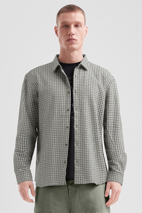 QS, Kockás pamuting, Fehér/Khaki