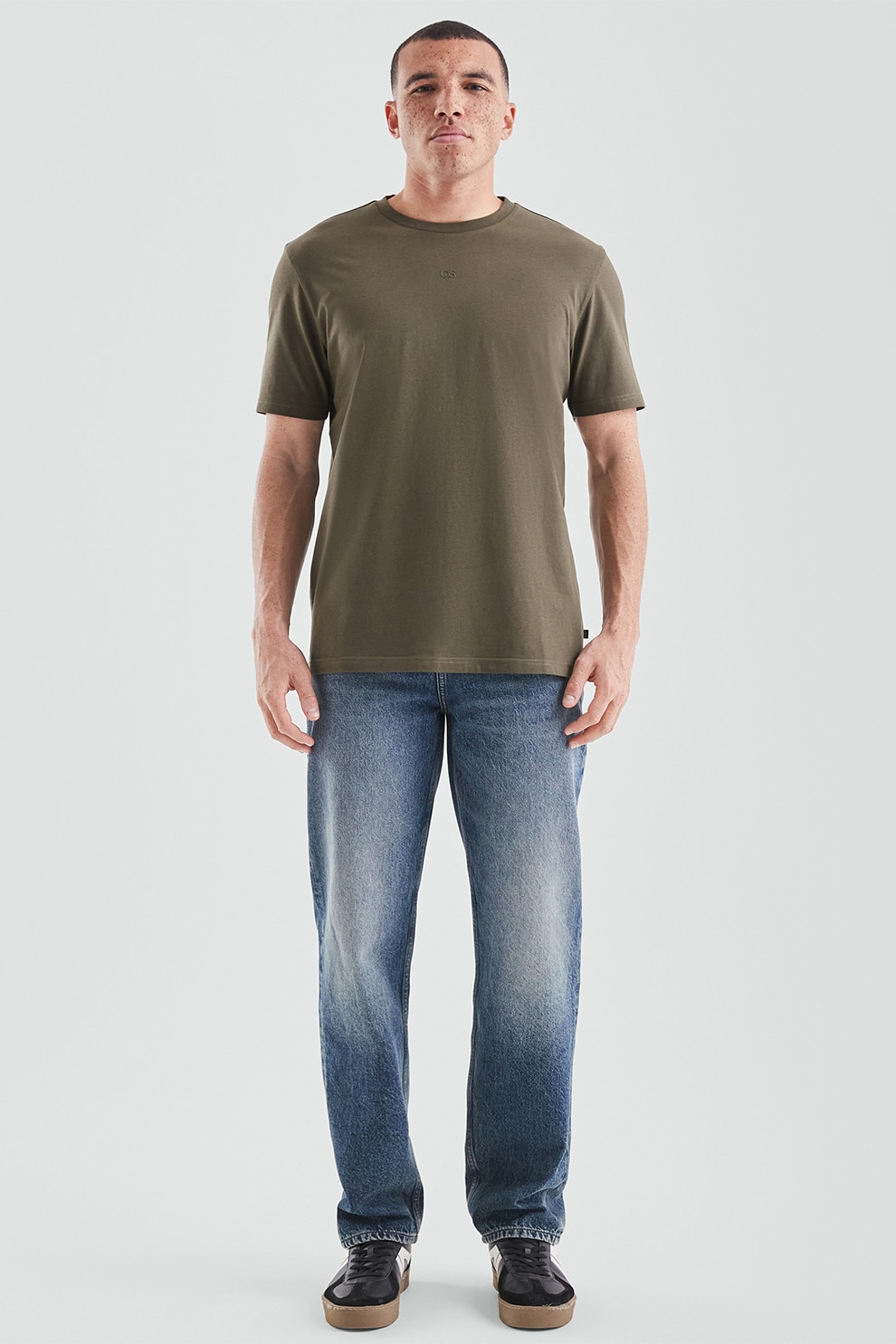 QS, Tricou uni cu decolteu la baza gatului, Verde feriga, L