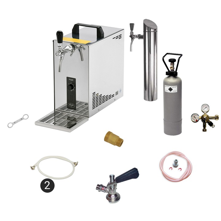 Söradagoló rendszer, sörösdoboz, áramláshűtő Pygmy 25 Szárazhűtő 1 vezetékkel, 35 liter/h, elosztótoronnyal, Green Line, G típus