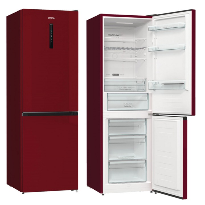 Combina frigorifica Gorenje NK79C0DR, No Frost Plus, Bordeaux