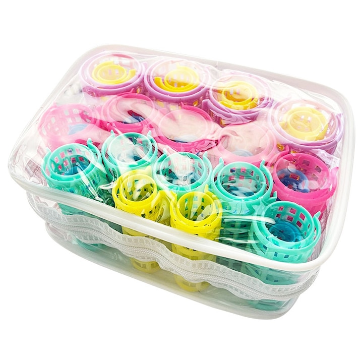 Hajcsavaró műanyag csipesszel, tökéletes megjelenés létrehozása, professzionális hajsütővas, hosszú és tartós fürtök, minden hajtípushoz megfelelő, 5 különböző méret, 30 darabos készlet, többszínű