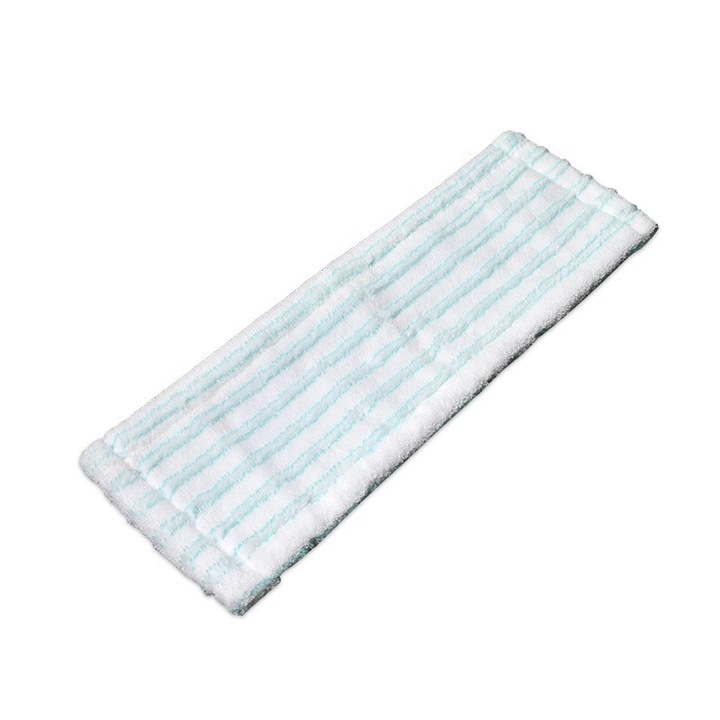 Rezerva de mop plat, 47x16cm, verde si alb, pentru utilizare umeda si uscata, lavabil la masina, absorbtie mare de apa