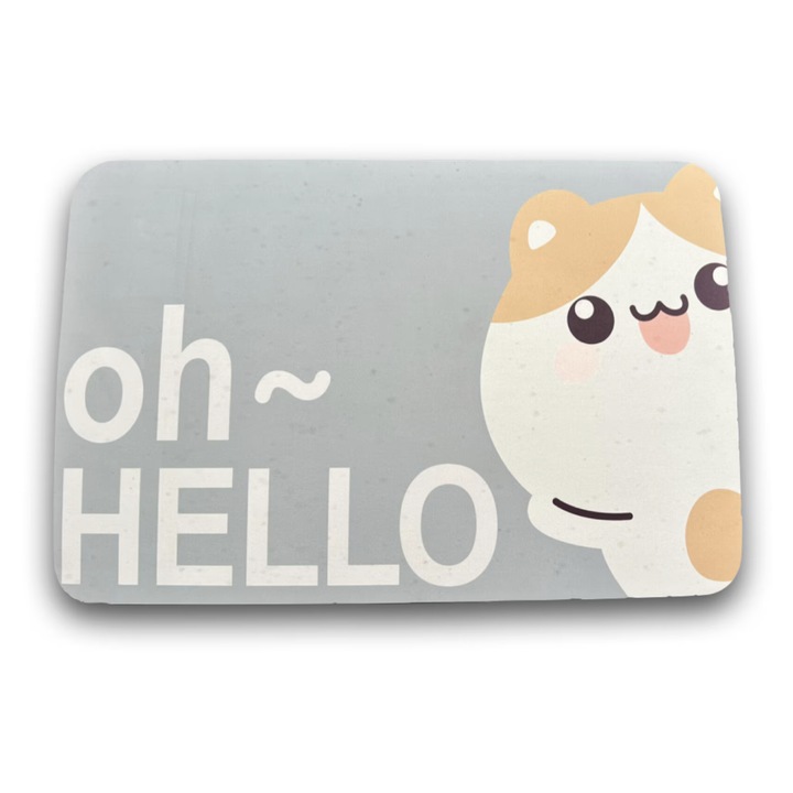 Постелка за баня, силикон и диатомова пяна, супер абсорбираща, неплъзгаща се, светлосива котешка шарка 40 x 60 см