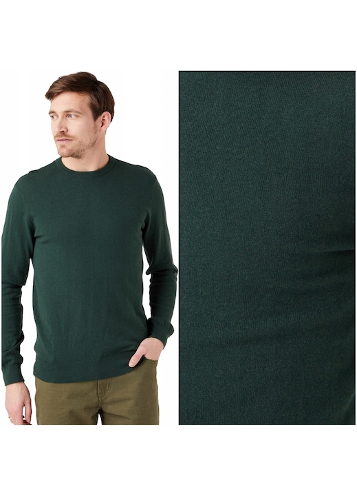 Férfi pulóver, Wrangler, kereknyakú, kötött, normál szabású, 50% pamut, 45% poliamid, 5% gyapjú, meleg, nem záródik, kényelmes, ideális hűvösebb napokra, 4XL méret, zöld