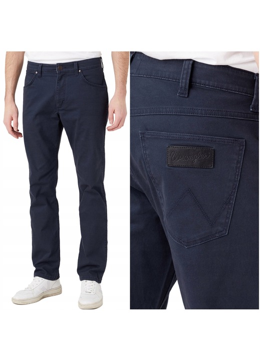 Pantaloni Barbati, Wrangler, Greensboro, Straight Fit, Picioare Drepte, Talie Joasa, 5 Buzunare, Fermoar, Confortabili, Elastici, 98% Bumbac, 2% Elastan, Marimea 31/32, Bleumarin