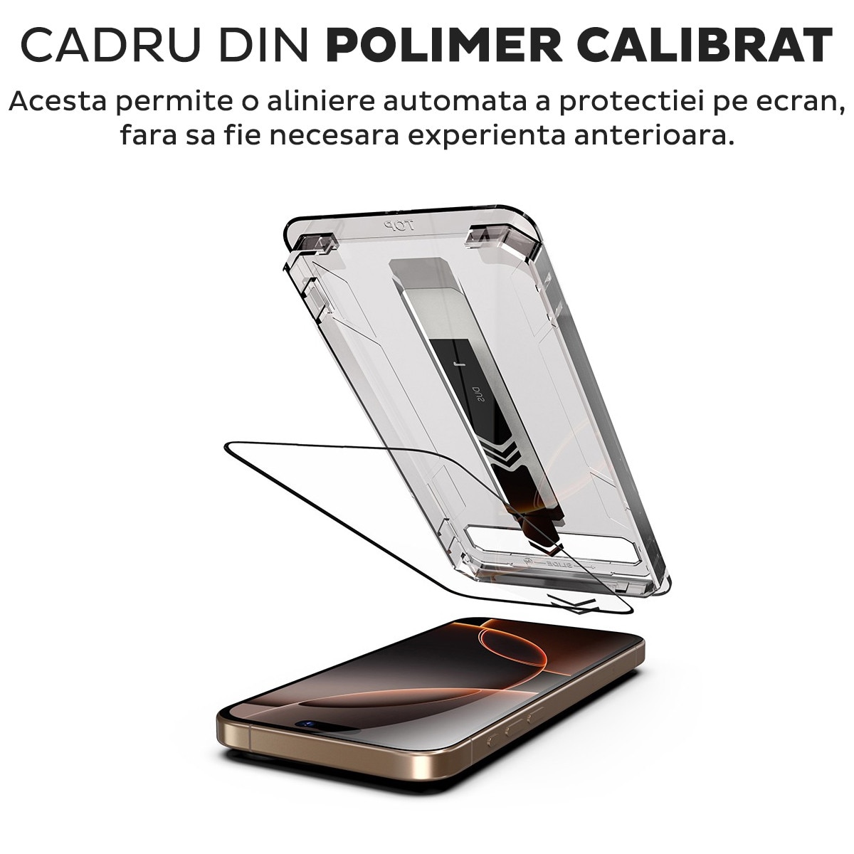 Folie Sticla pentru Apple iPhone 15 Pro Max Daden TitanGlass, Full Cover, Kit de instalare usoara si rapida cu dispozitiv de potrivire automata, Protectie Profesionala, Ultra Rezistenta, Transparenta