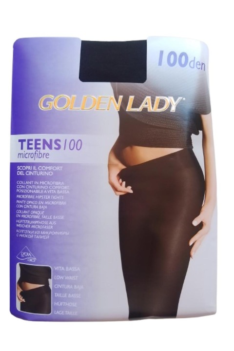 Dres Golden Lady, Teens 100 den, Microfibra, Negru, 2-S