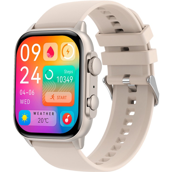 Smartwatch Gelius GP-SW011 (Amazwatch Ultra) Titan, Design ultrasubtire si usor, Ecran Retina 2.0 AMOLED, Peste 100 de moduri sportive, Asistent vocal AI