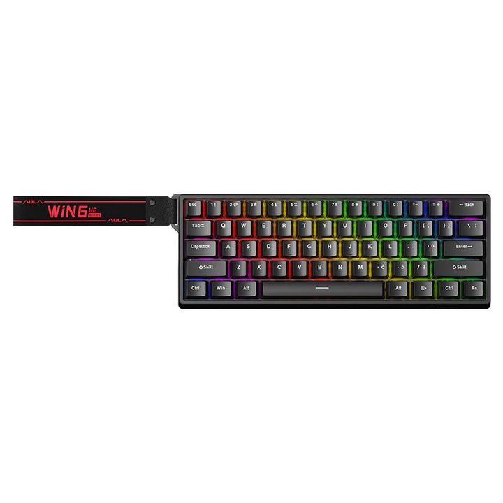 Tastatura Gaming Magnetica, Aula WIN60 Black, RGB Gasket, Hall Effect (Magnetica), Layout 60%, Negru