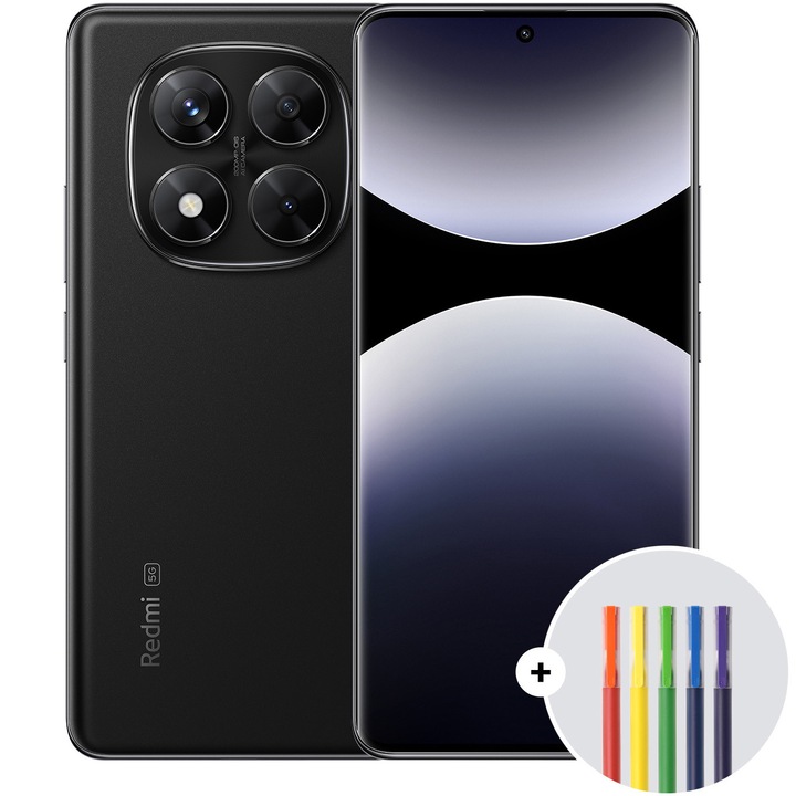 Смартфон Xiaomi Redmi Note 14 Pro, 8GB RAM, 256GB, 5G, Midnight Black + Гел писалка Xiaomi
