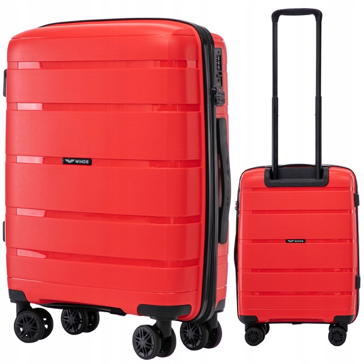 Кабинен куфар, Wings, Hawfinch, полипропилен, червен, 38л