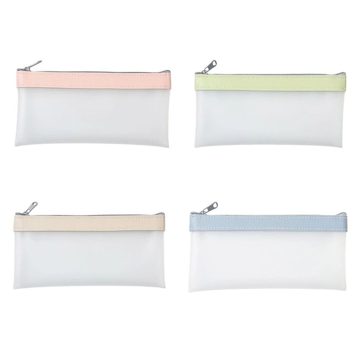 Set de 4 pungi transparente penar, YYHengCMU Penar fete echipat，depozitarea articolelor de papetarie, PVC, potrivite pentru depozitarea articolelor de papetarie si cosmetice, usor de transportat，simplu, 9,6 x 19,6 cm, multicolor