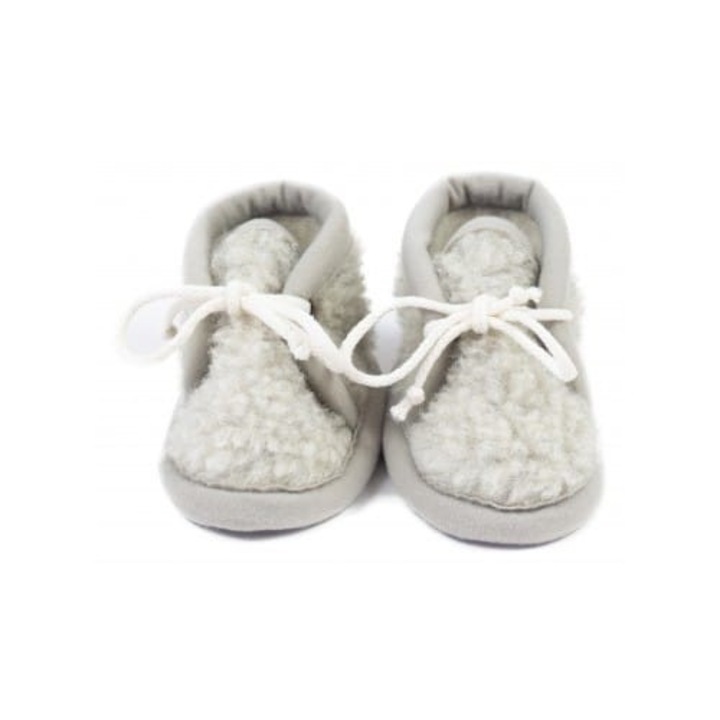 TEXHouse merinógyapjú babacipő, szürke, 18 EU méret