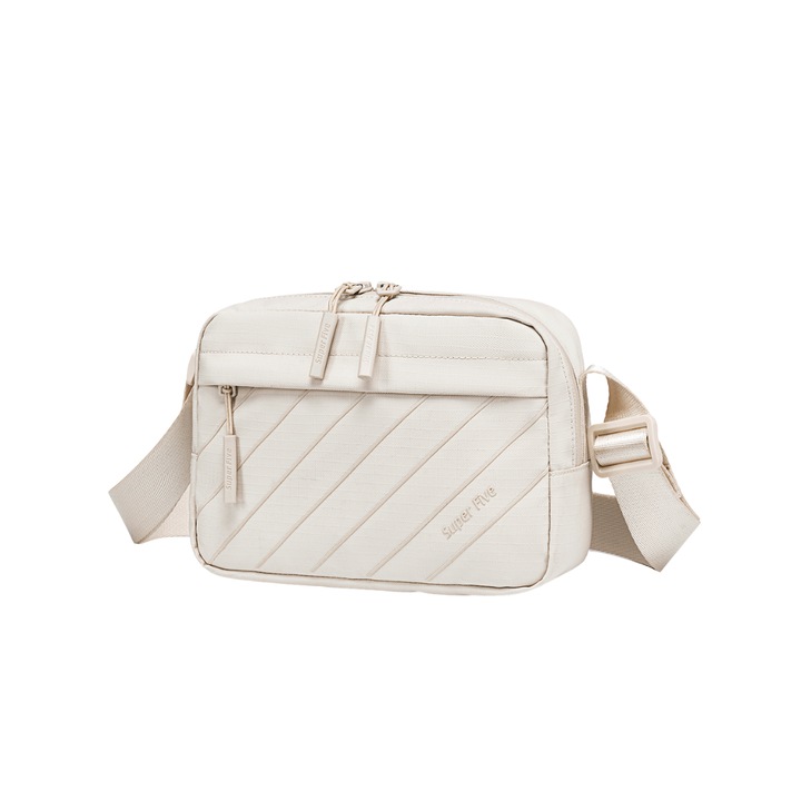 Super 5 vízálló keresztpántos táska, nyári krémszínű, könnyű, ifjúsági, 22x15x7 cm