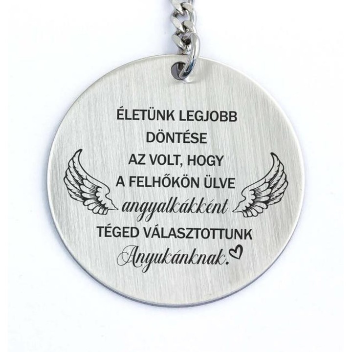 Te-am ales pe tine să fii mama noastră – breloc cu medalion din oțel